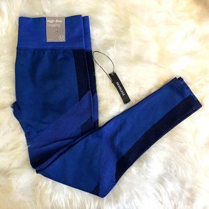 Forever 21 Active High-Rise Legging Blue & Black Colorblock Medium Sz M